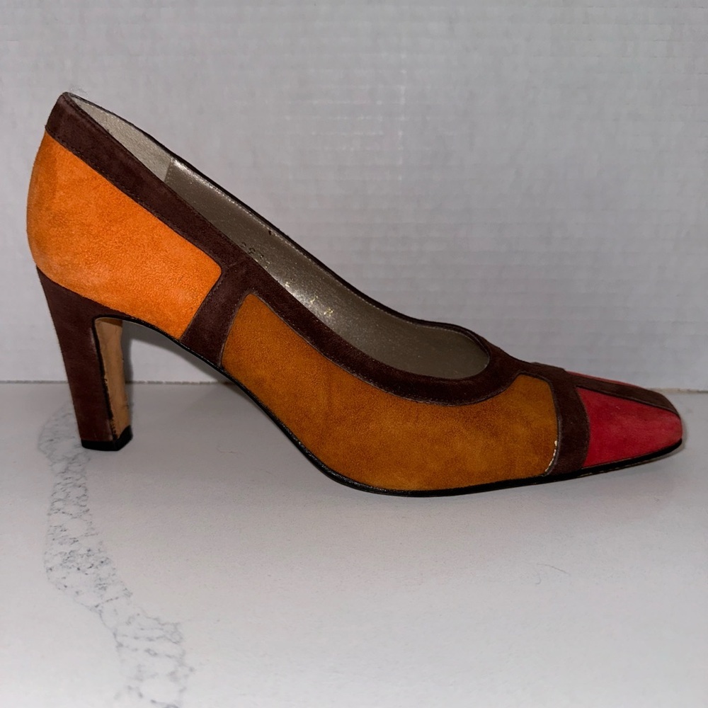 Cianni Vintage Suede Color block Pumps Size 7 - Picture 3 of 10